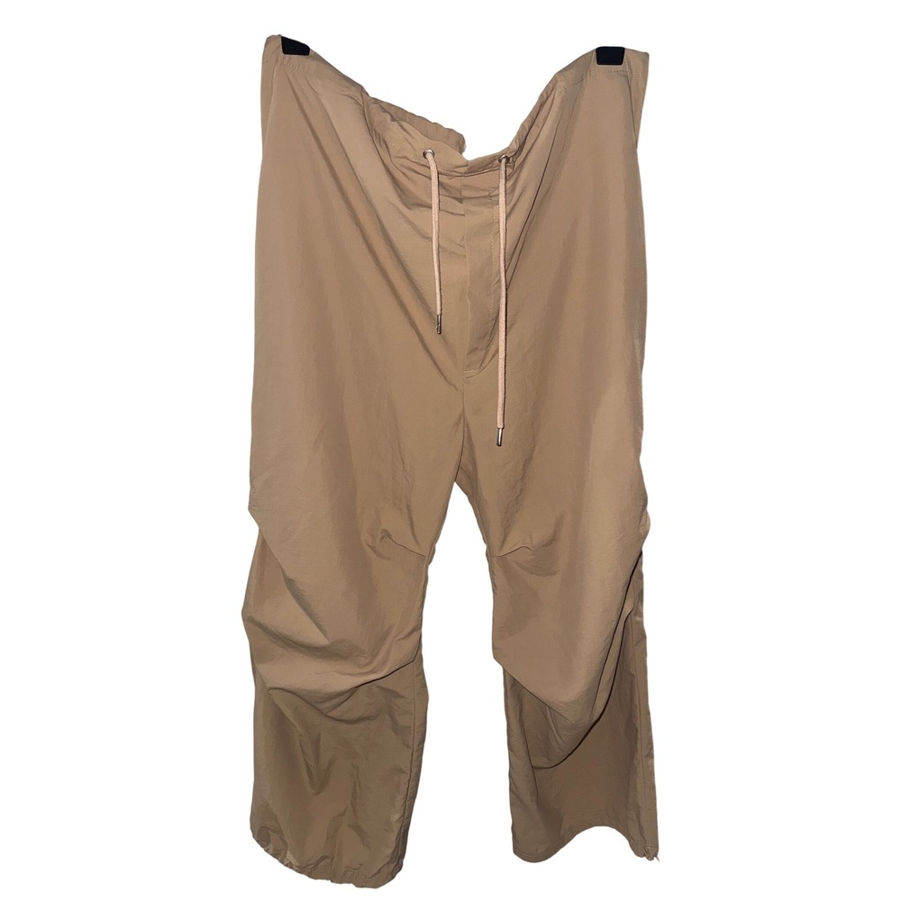Lamarque Women's Beige Drawstring Parachute Pants Size L‎ Utility Straight Leg